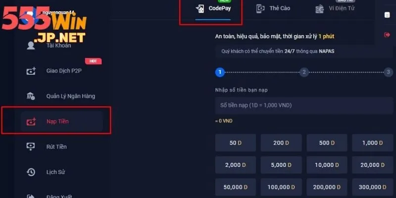 Nạp tiền qua thẻ cào dễ dàng