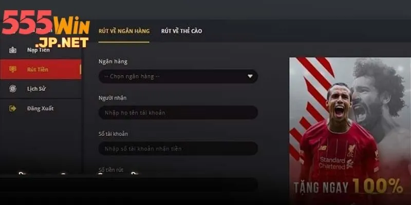 Rút tiền 555WIN cần cung cấp thông tin chính chủ